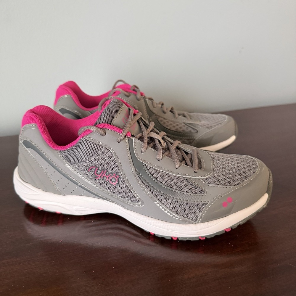 Ryka Dash 3 Women's Running Shoes 8M Gray Pink Mesh Athletic Sneakers